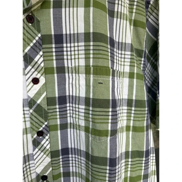 Horny‎ Toad Green and Grey Plaid Short Sleeve Button Down -L - Picture 4 of 11